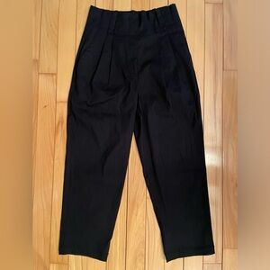DEREK LAM 10 CROSBY Paper Bag Pants Black Business Pleated Linen Women's Sz 10